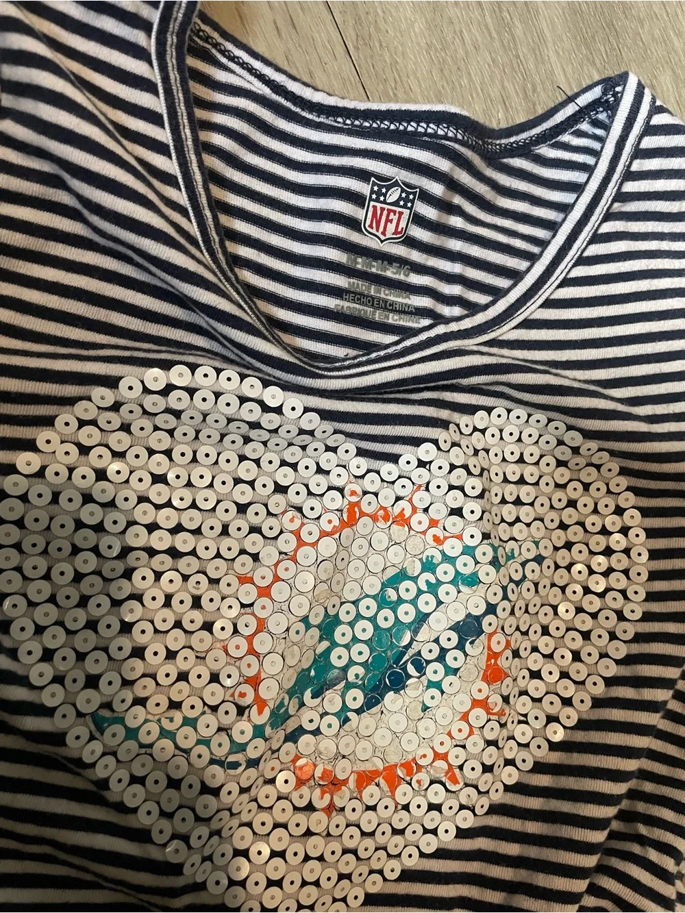 Navy Stripe Tulle Heart Dress for Kids Miami dolphins